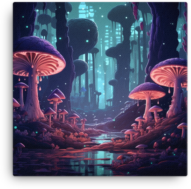 Mystical Mushroom Forest Canvas
