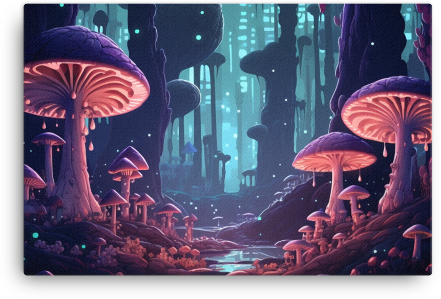 Mystical Mushroom Forest Canvas