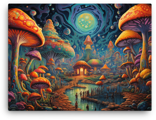 Mystical Mushroom Galaxy at Dusk Canvas