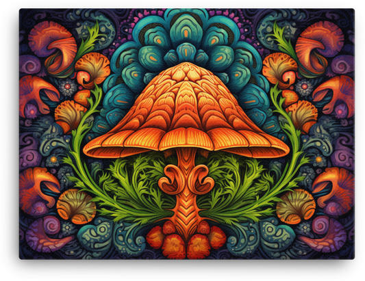 Mystical Mushroom Mandala Canvas