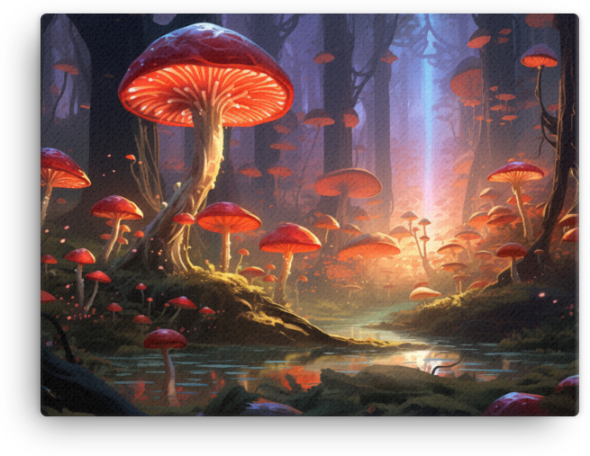 Mystical Mushrooms at Dusk Canvas