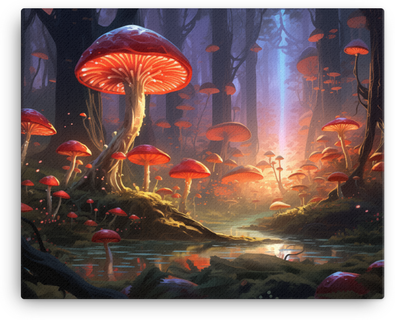 Mystical Mushrooms at Dusk Canvas
