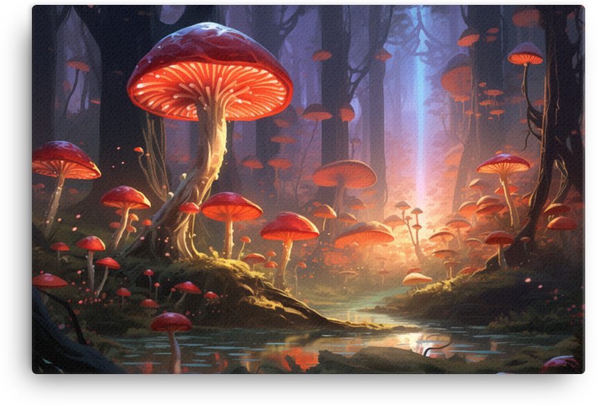 Mystical Mushrooms at Dusk Canvas