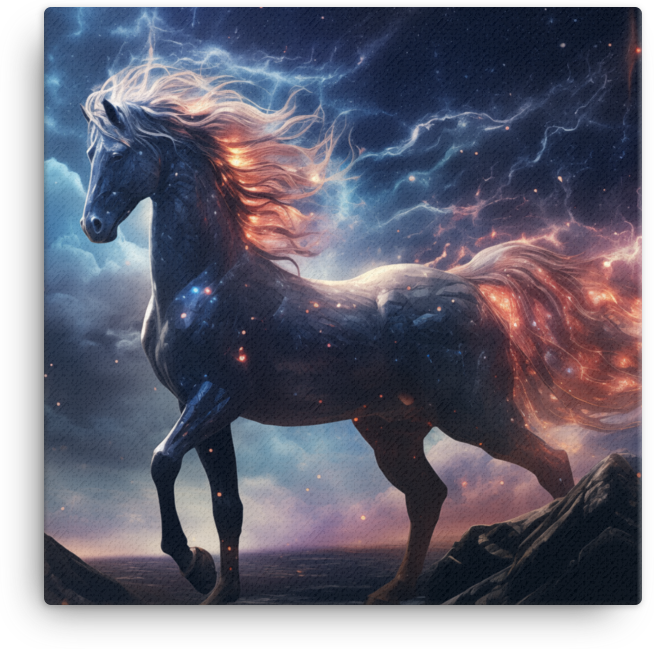Nebula Mane Horse Canvas Wall Art