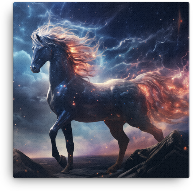 Nebula Mane Horse Canvas Wall Art
