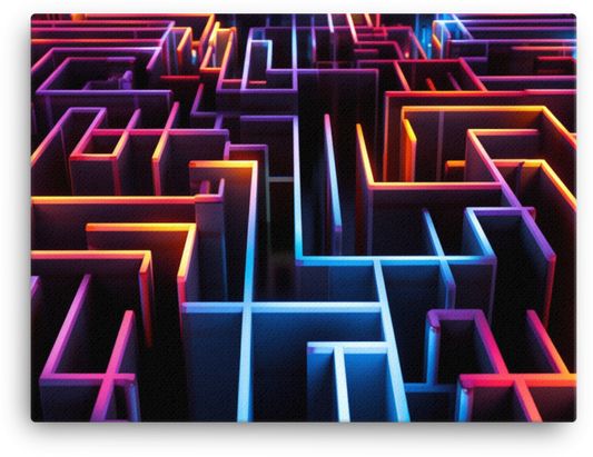 Neon Labyrinth Canvas