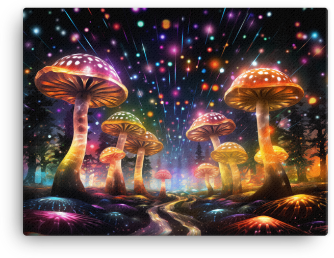 Neon Mushroom Fantasia Canvas