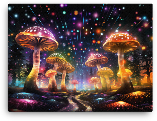 Neon Mushroom Fantasia Canvas