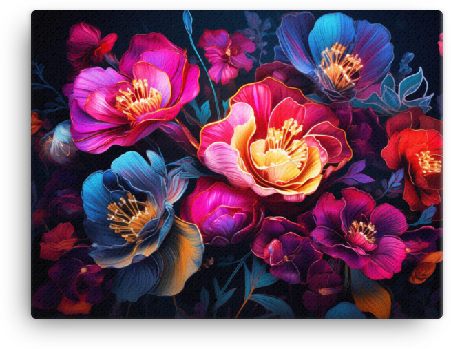 Nocturnal Floral Radiance Canvas Wall Art wall art