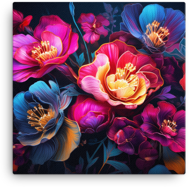 Nocturnal Floral Radiance Canvas Wall Art wall art