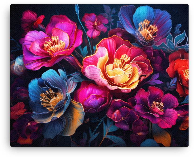 Nocturnal Floral Radiance Canvas Wall Art wall art