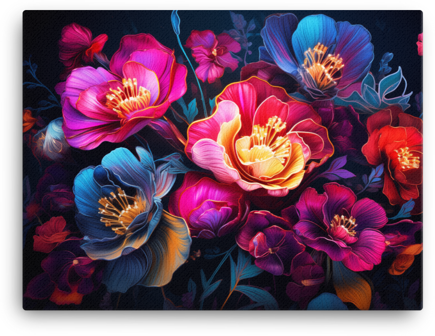 Nocturnal Floral Radiance Canvas Wall Art wall art