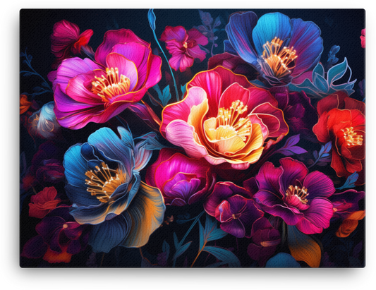 Nocturnal Floral Radiance Canvas Wall Art wall art