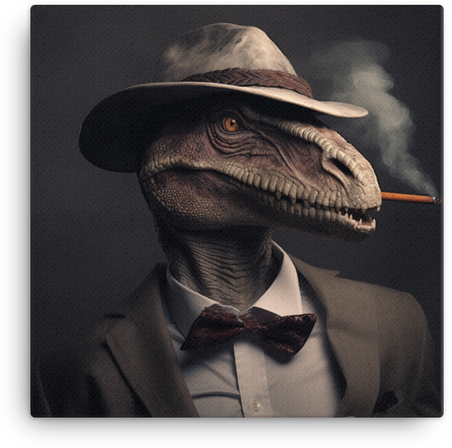 Noir Dinosaur Detective Canvas