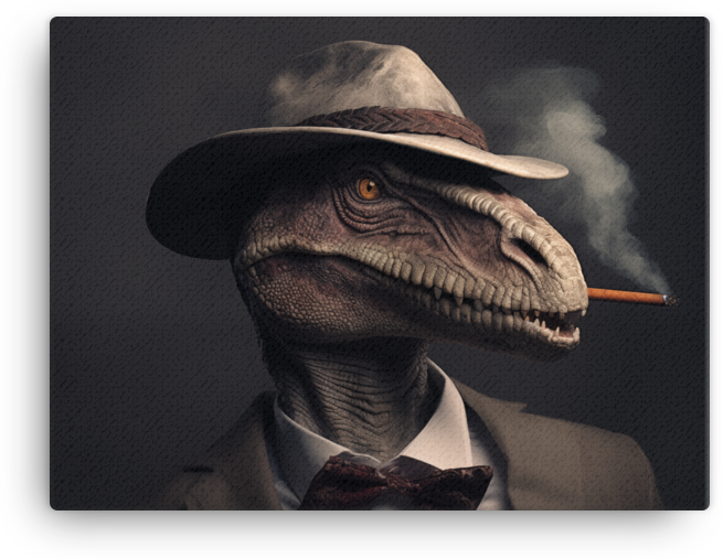Noir Dinosaur Detective Canvas