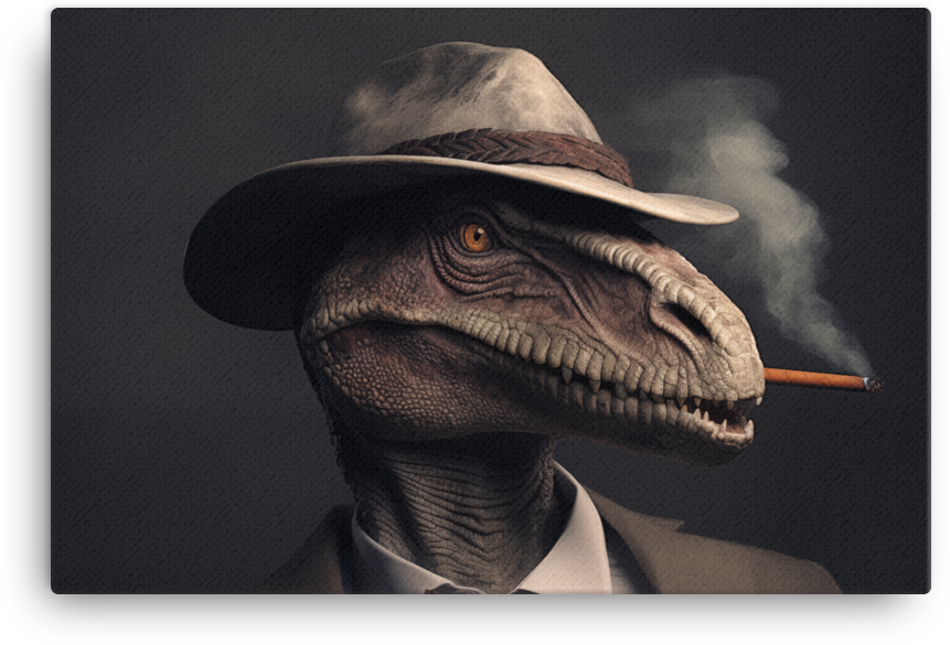 Noir Dinosaur Detective Canvas