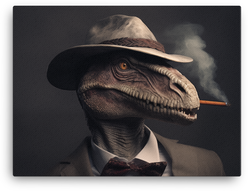 Noir Dinosaur Detective Canvas