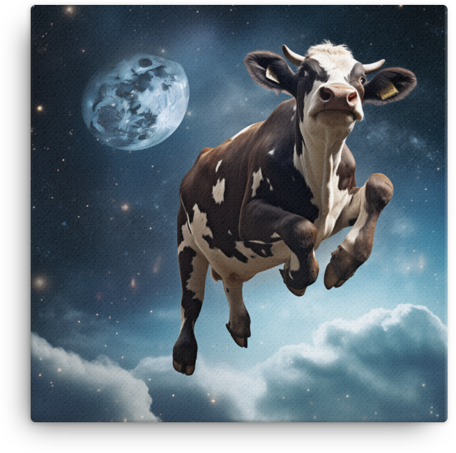 Over the Moon Cow Canvas Wall Art