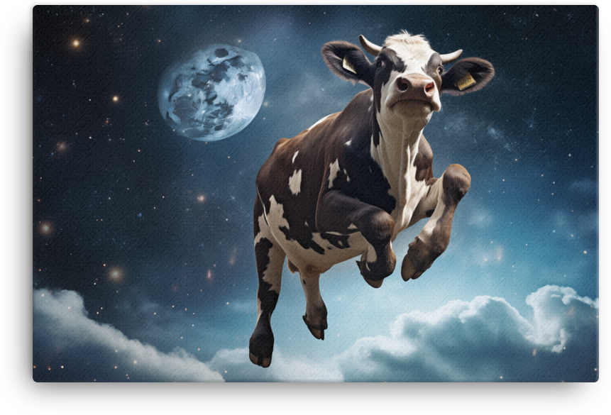 Over the Moon Cow Canvas Wall Art