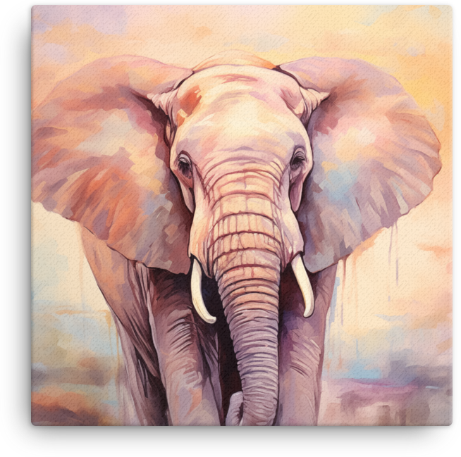 Pastel Dawn Elephant Canvas Wall Art