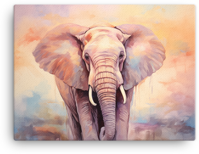 Pastel Dawn Elephant Canvas Wall Art