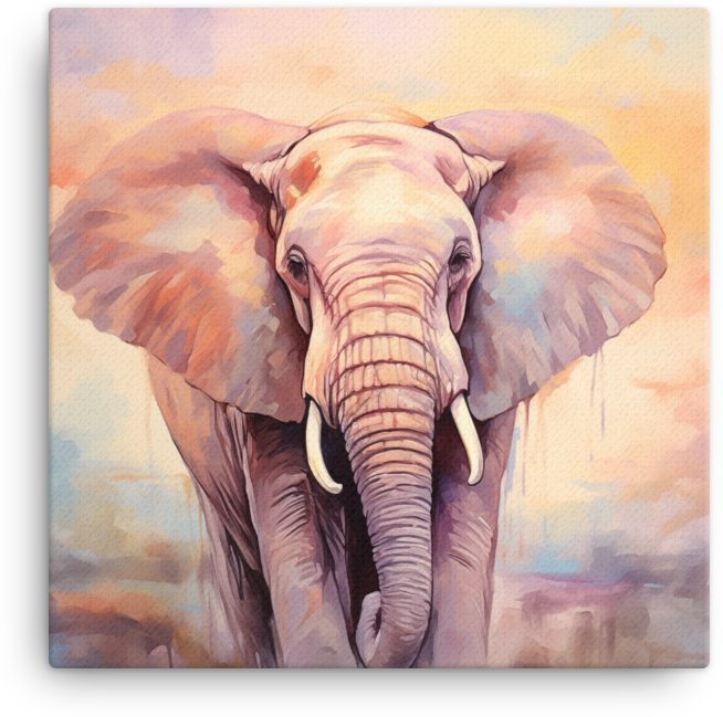 Pastel Dawn Elephant Canvas Wall Art