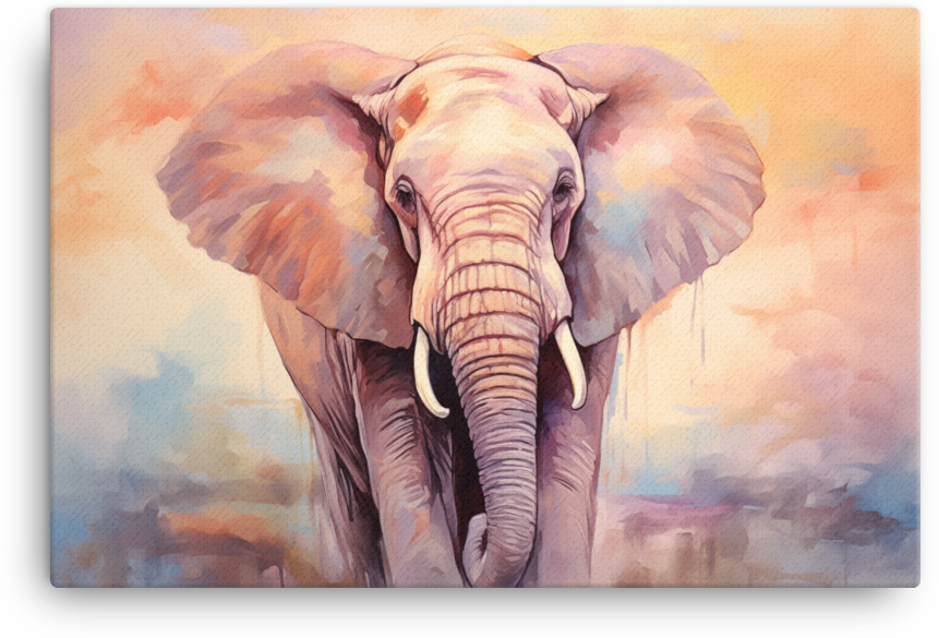 Pastel Dawn Elephant Canvas Wall Art