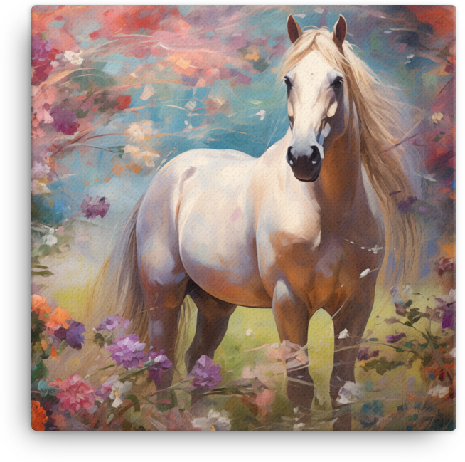 Pastel Meadow Stallion Canvas Wall Art