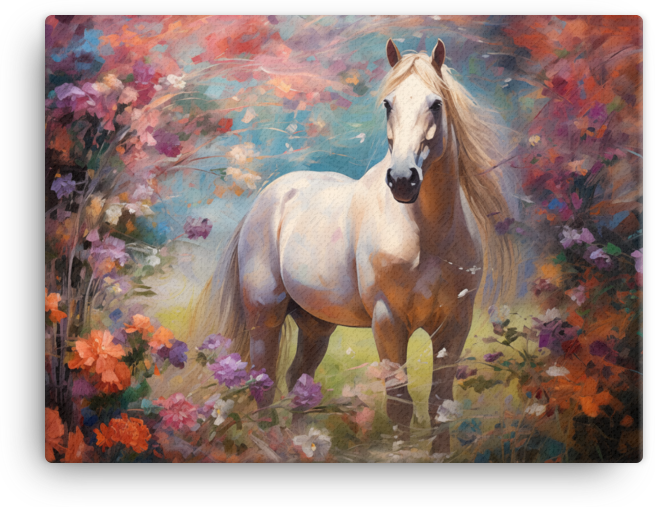 Pastel Meadow Stallion Canvas Wall Art