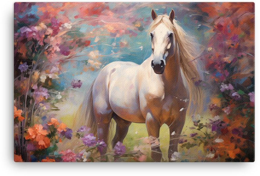 Pastel Meadow Stallion Canvas Wall Art