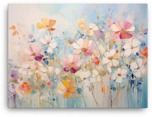 Pastel Wildflowers Breeze Canvas Wall Art wall art
