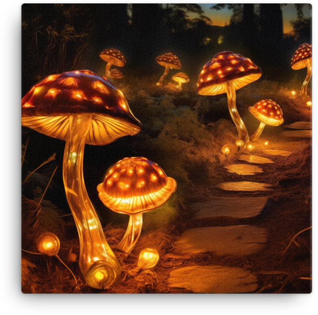 Path of Mushrooms Illuminated Canvas