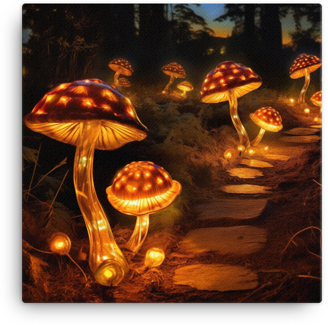 Path of Mushrooms Illuminated Canvas