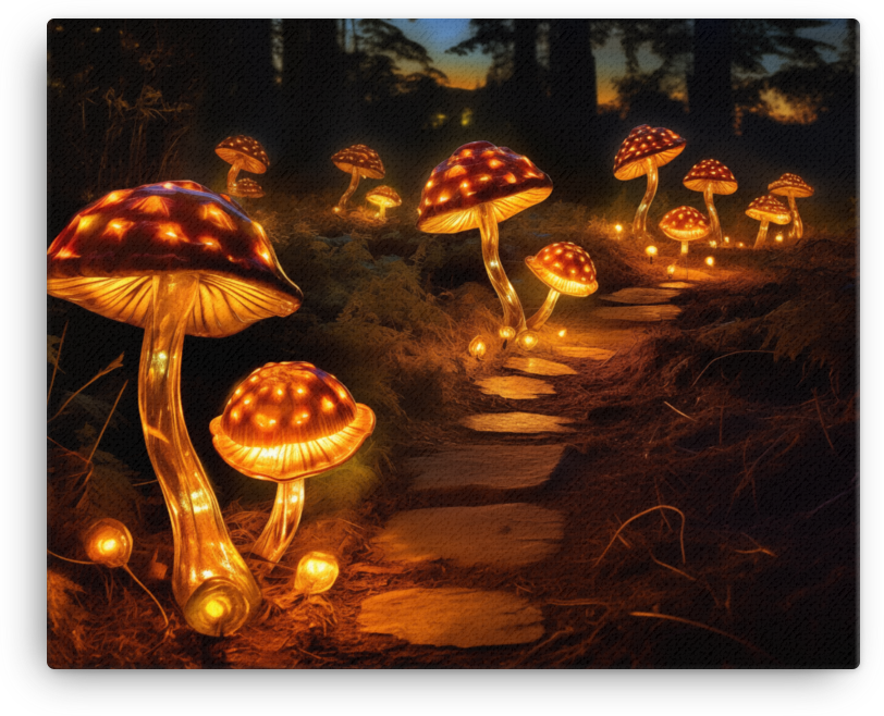 Path of Mushrooms Illuminated Canvas
