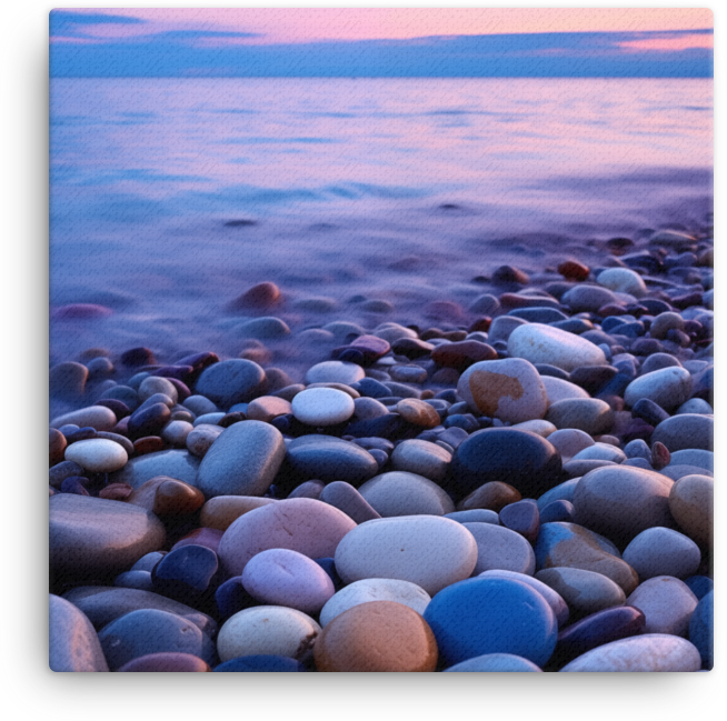 Pebbled Shore at Coastal Twilight Canvas wall art