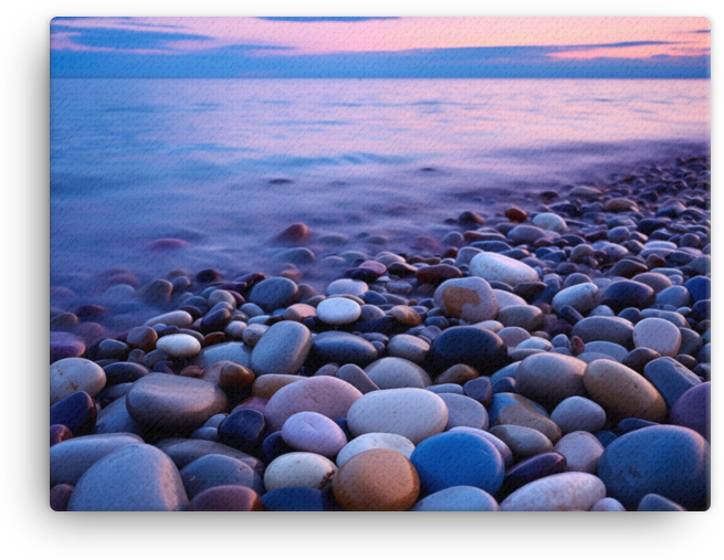 Pebbled Shore at Coastal Twilight Canvas wall art