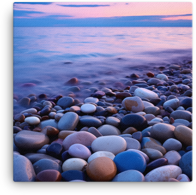 Pebbled Shore at Coastal Twilight Canvas wall art