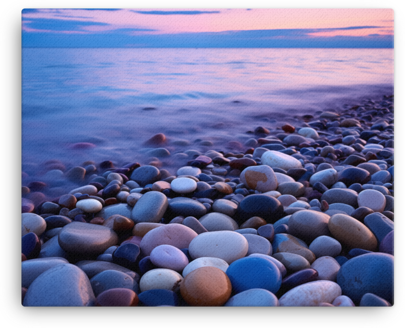 Pebbled Shore at Coastal Twilight Canvas wall art