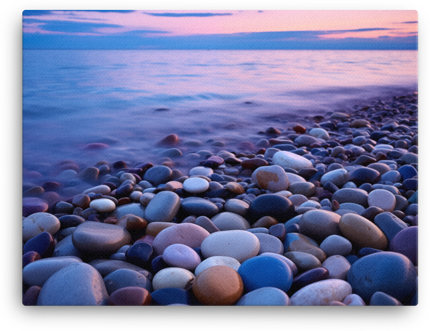Pebbled Shore at Coastal Twilight Canvas wall art
