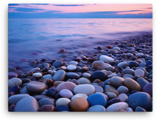 Pebbled Shore at Coastal Twilight Canvas wall art