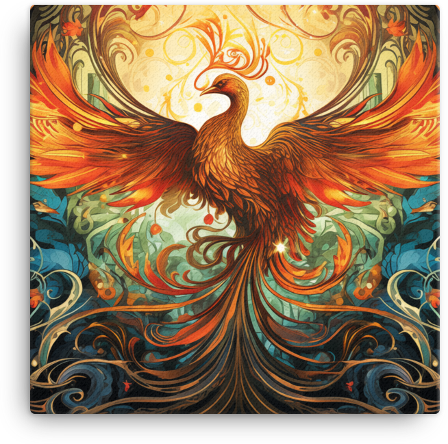 Phoenix Rebirth Artistry Canvas Wall Art