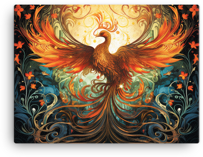Phoenix Rebirth Artistry Canvas Wall Art