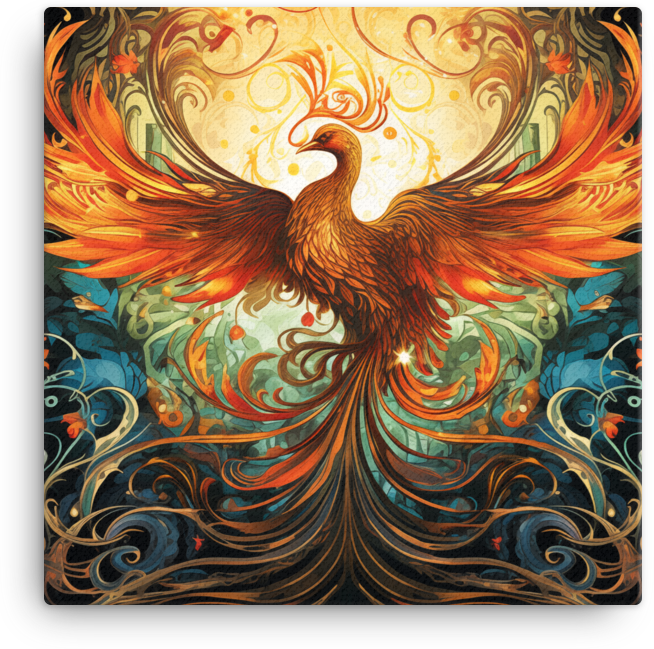 Phoenix Rebirth Artistry Canvas Wall Art