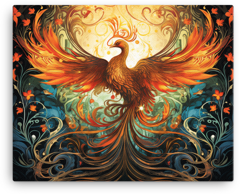 Phoenix Rebirth Artistry Canvas Wall Art
