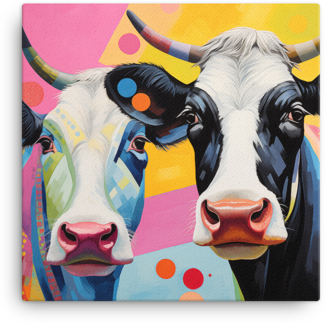 Pop Duo Cows Canvas Wall Art