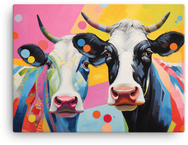 Pop Duo Cows Canvas Wall Art