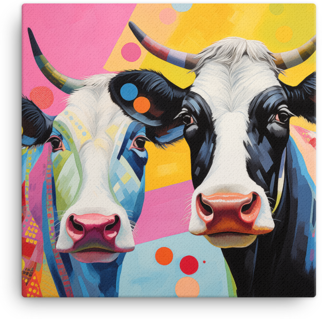 Pop Duo Cows Canvas Wall Art