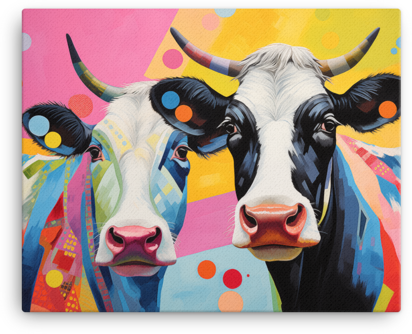 Pop Duo Cows Canvas Wall Art