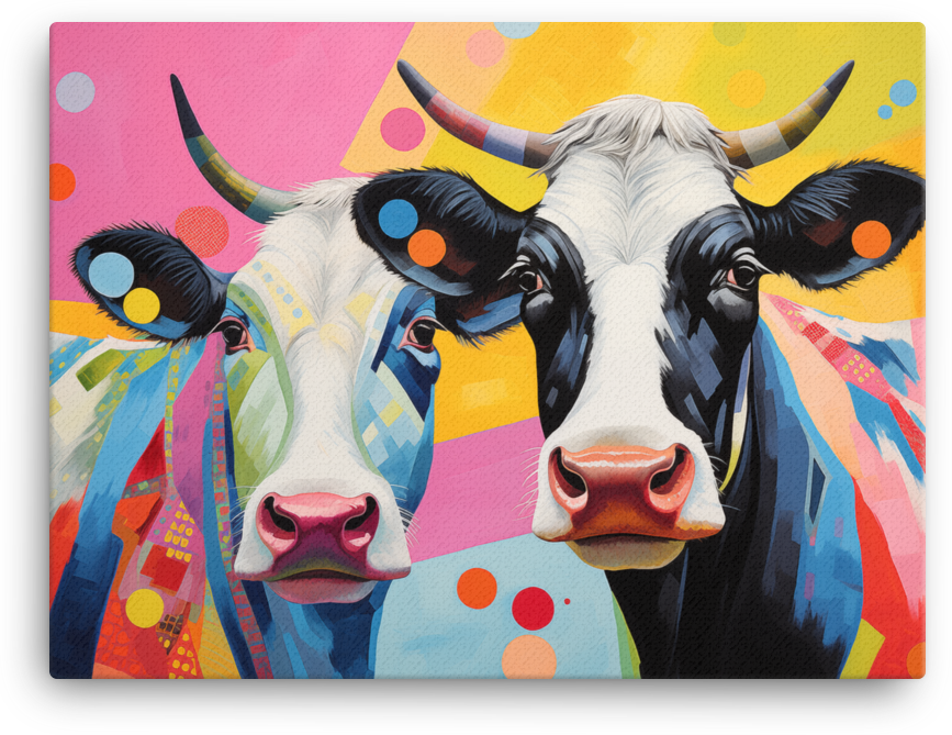 Pop Duo Cows Canvas Wall Art