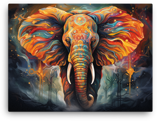 Psychedelic Dreamscape Elephant Canvas Wall Art